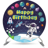 Aperturee - Planet Satellite Rocket Astronaut Boy Round Backdrop